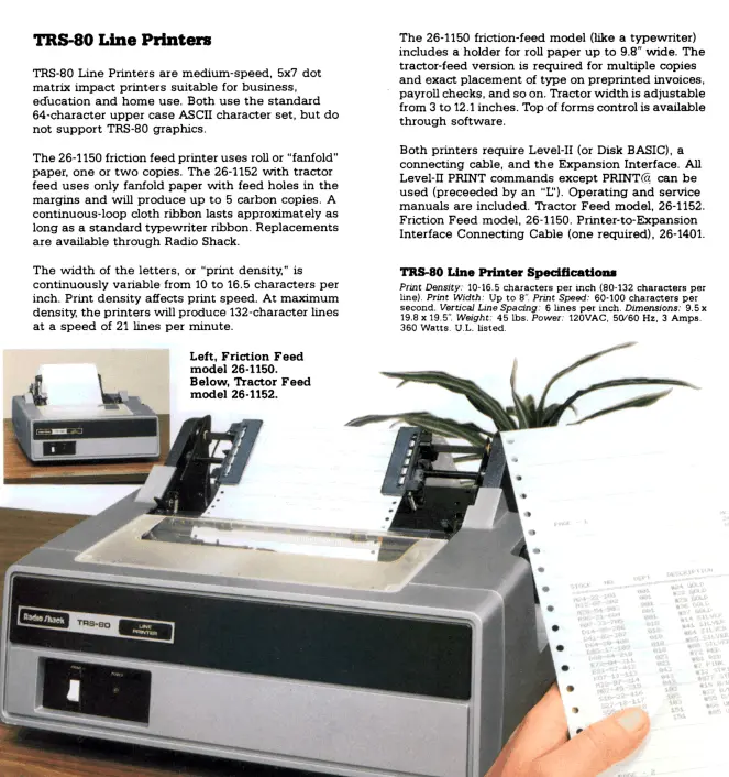 Line Printers were really a thing back then. No laser printers yet