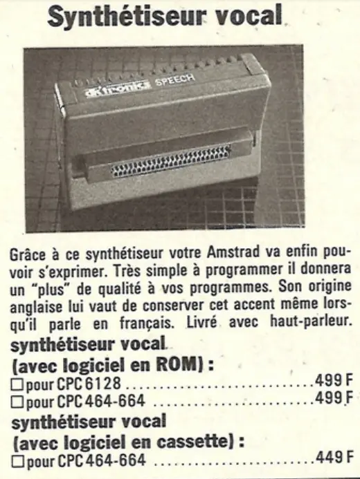 CPC464 Speech Synthesizer